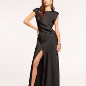 Ramy Brook Black Satin Joanna Gown Size 12